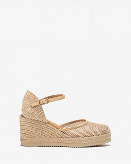 Unisa Mujer Alpargata con rejilla y piel - Beige