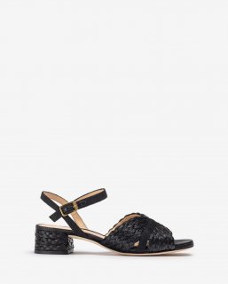 Unisa Mujer Sandalia fabricada en rafia - Negro