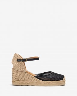 Unisa Mujer Alpargata con rejilla y piel - Negro