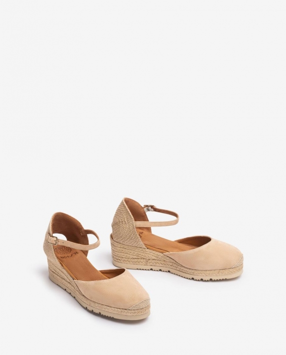 Unisa Mujer Alpargata de cuña baja en ante - Beige