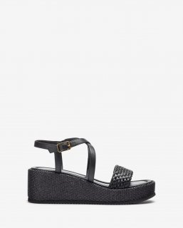 Unisa Mujer Sandalia de piel con bloque - Negro