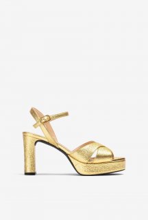 Unisa Mujer Sandalia con tacón y plataforma - Oro