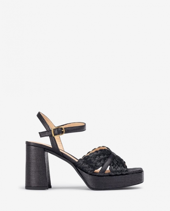 Unisa Mujer Sandalia de rafia con plataforma - Negro