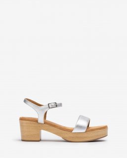 Unisa Mujer Sandalia bloque efecto madera - Plata