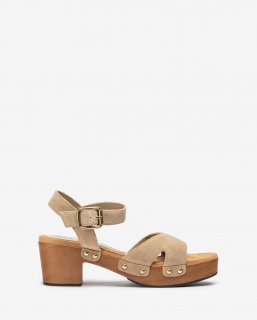 Unisa Mujer Sandalia de ante con bloque - Beige