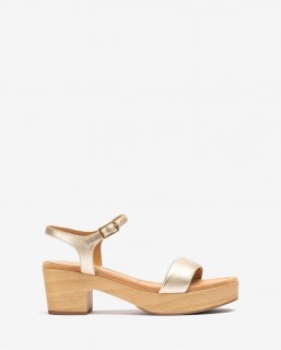 Unisa Mujer Sandalia bloque efecto madera - Oro