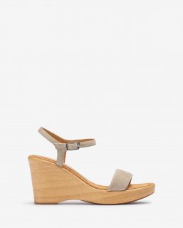 Unisa Mujer Sandalia con bloque-cuña efecto madera - Verde