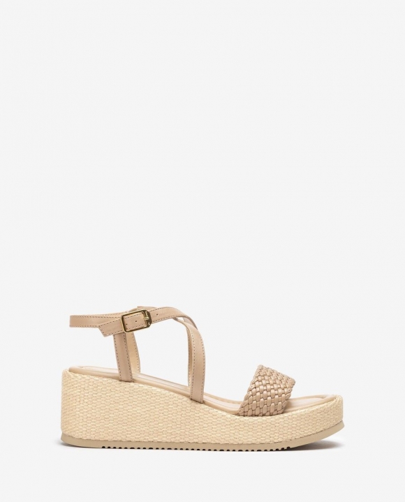 Unisa Mujer Sandalia de piel con bloque - Beige