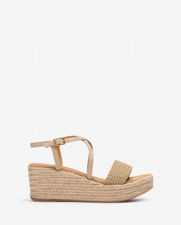 Unisa Mujer Sandalia de rafia en piel - Beige
