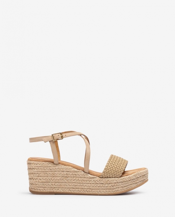 Unisa Mujer Sandalia de rafia en piel - Beige
