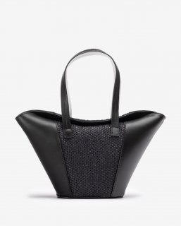 Unisa Mujer Bolso pequeño de piel y rafia - Negro