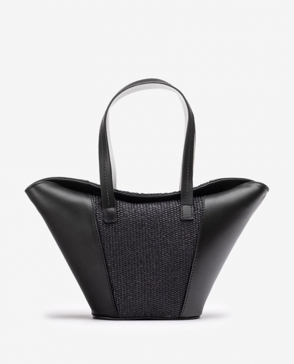 Unisa Mujer Bolso pequeño de piel y rafia - Negro