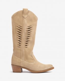 Unisa Mujer Bota cowboy con detalle en la caña - Beige