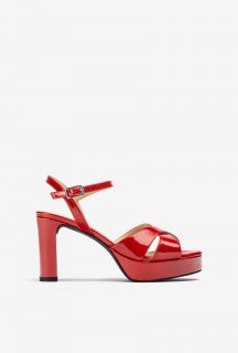Unisa Mujer Sandalia con tacón y plataforma - Rojo