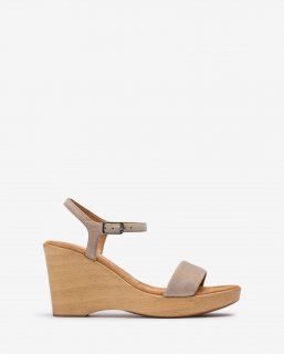 Unisa Mujer Sandalia con bloque-cuña efecto madera - Beige