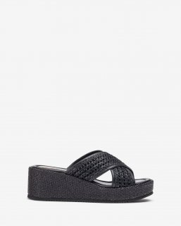 Unisa Mujer Sandalia de tiras anchas de rafia - Negro