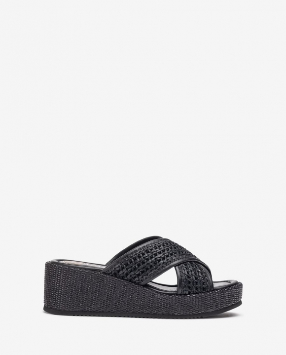 Unisa Mujer Sandalia de tiras anchas de rafia - Negro