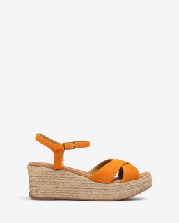 Unisa Mujer Sandalia de tiras cruzadas y rafia - Naranja