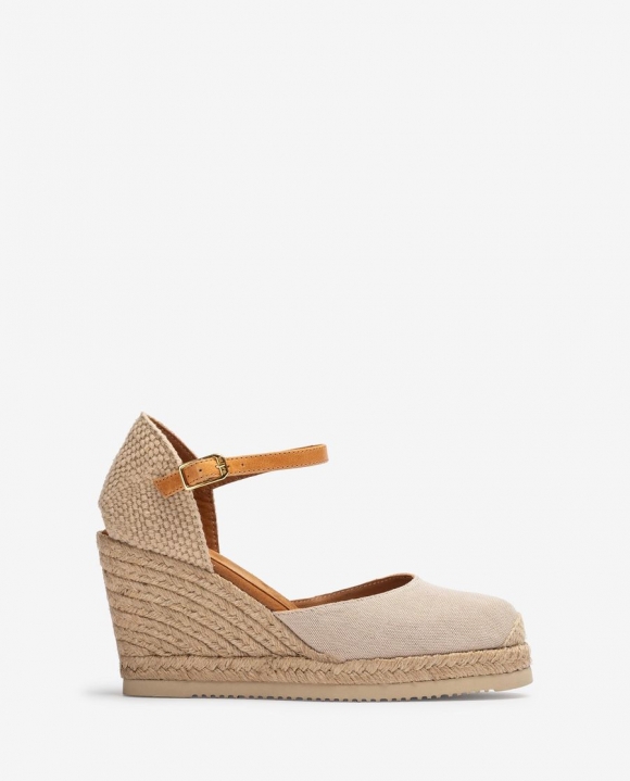 Unisa Mujer Alpargata de cuña alta en Ecolino - Beige