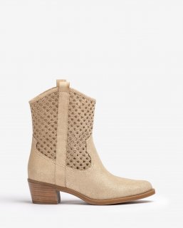 Unisa Mujer Botín cowboy con picados - Oro