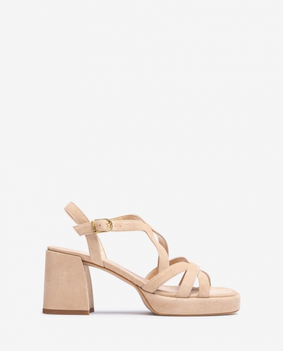 Unisa Mujer Sandalia de ante y tacón ancho - Beige Unisa Mujer Sandalia de ante y tacón ancho - Beige