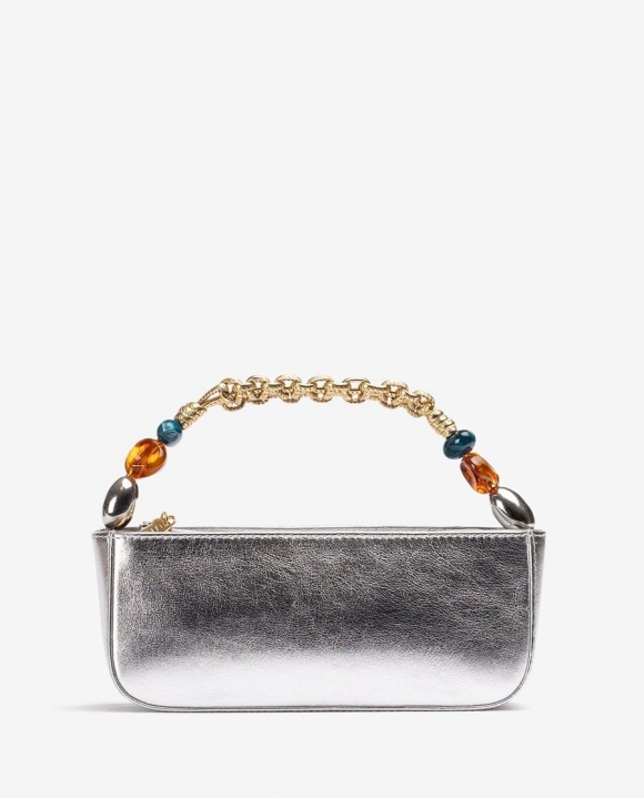 Unisa Mujer Bolso de mano con asa trenzada y adorno - Plata