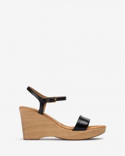 Unisa Mujer Sandalia con bloque-cuña efecto madera - Negro