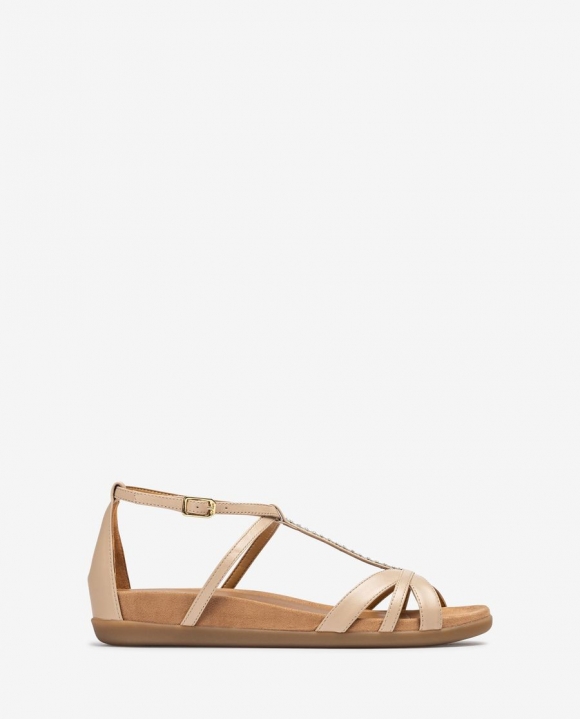 Unisa Mujer Sandalia plana adorno de cristales - Beige
