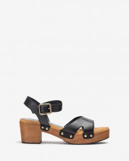 Unisa Mujer Sandalia de piel con bloque - Negro