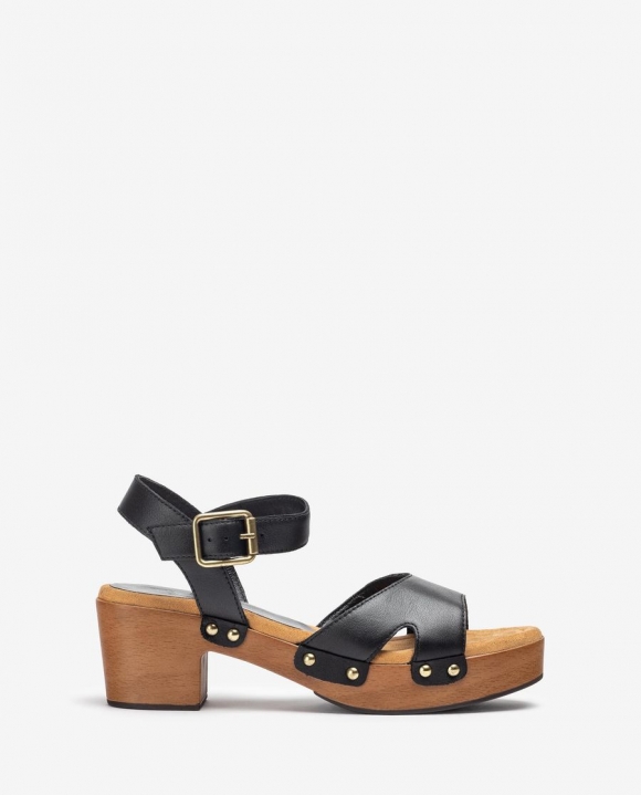 Unisa Mujer Sandalia de piel con bloque - Negro