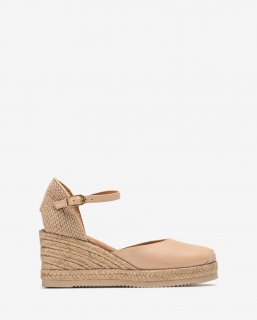 Unisa Mujer Alpargata pala-talón en piel - Beige