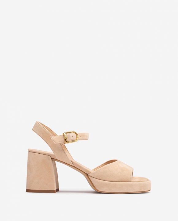 Unisa Mujer Sandalia de ante y tacón ancho - Beige