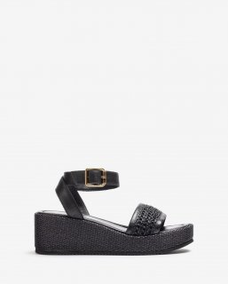 Unisa Mujer Sandalia de rafia con pulsera - Negro