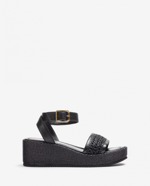 Unisa Mujer Sandalia de rafia con pulsera - Negro