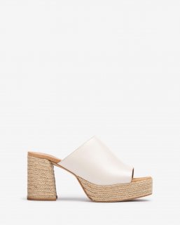 Unisa Mujer Sandalia con tacón y plataforma en yute natural - Blanco