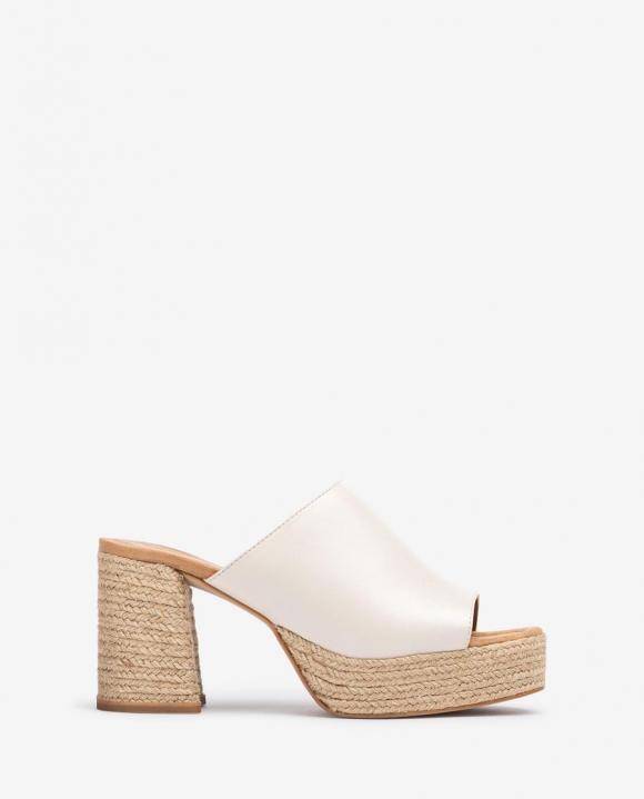 Unisa Mujer Sandalia con tacón y plataforma en yute natural - Blanco