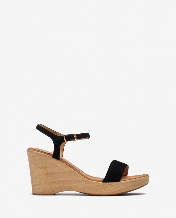 Unisa Mujer Sandalia con bloque-cuña efecto madera - Negro