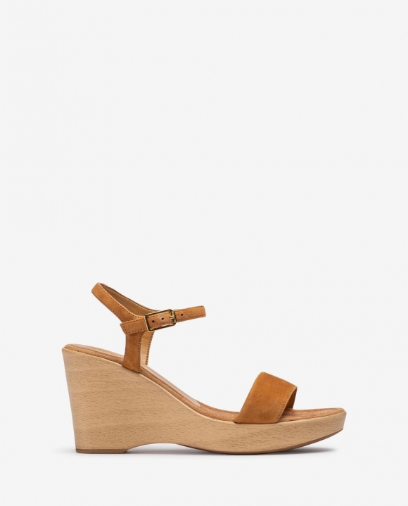 Unisa Mujer Sandalia con bloque-cuña efecto madera - Marrón
