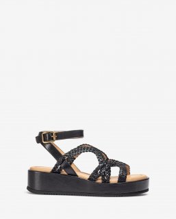 Unisa Mujer Sandalia con tiras finas trenzadas - Negro