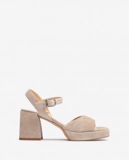 Unisa Mujer Sandalia de ante y tacón ancho - Beige