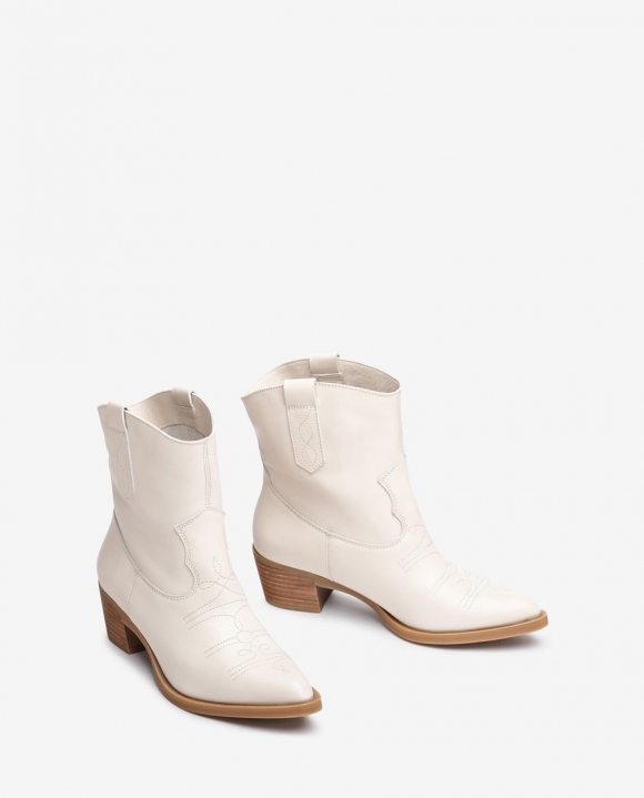 Unisa Mujer Botín western con pespuntes - Blanco