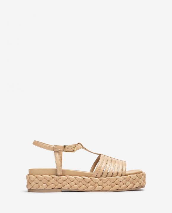 Unisa Mujer Sandalia con bloque trenzado - Beige