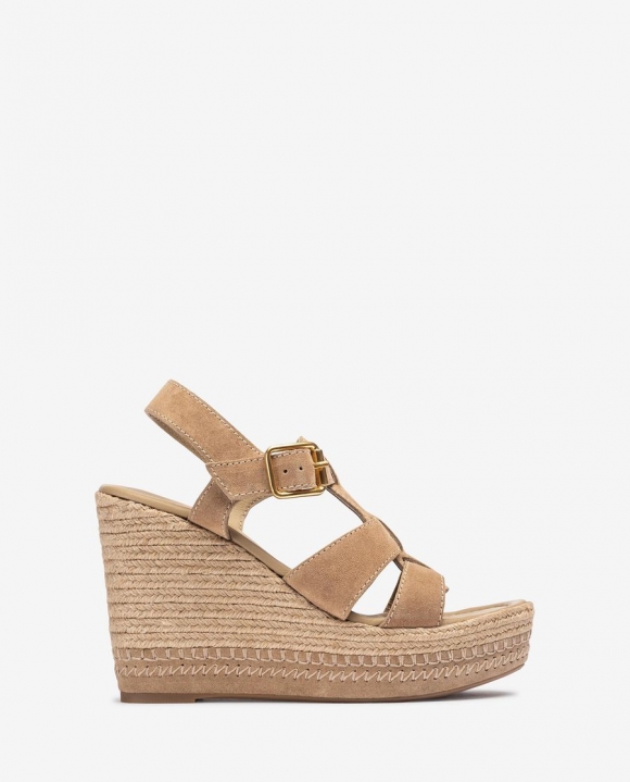 Unisa Mujer Cuña alta con pespuntes - Beige