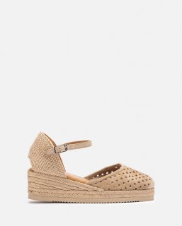 Unisa Mujer Alpargata cuña baja con picados - Beige