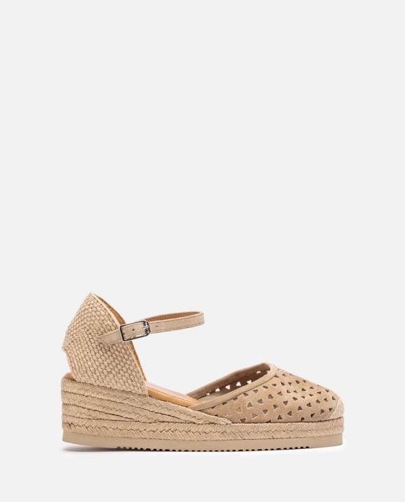 Unisa Mujer Alpargata cuña baja con picados - Beige