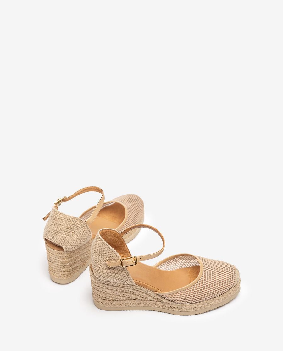 Unisa Mujer Alpargata con rejilla y piel - Beige