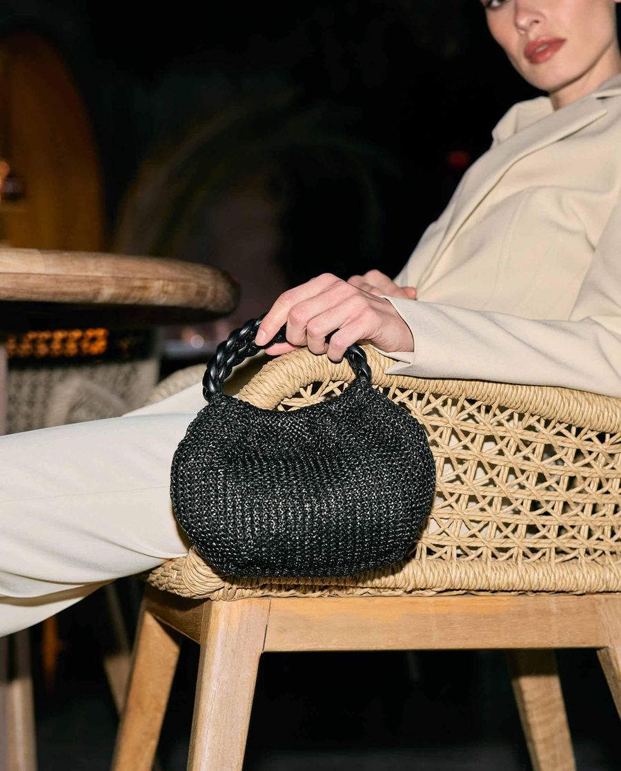 Unisa Mujer Bolso pequeño con asas trenzadas - Negro