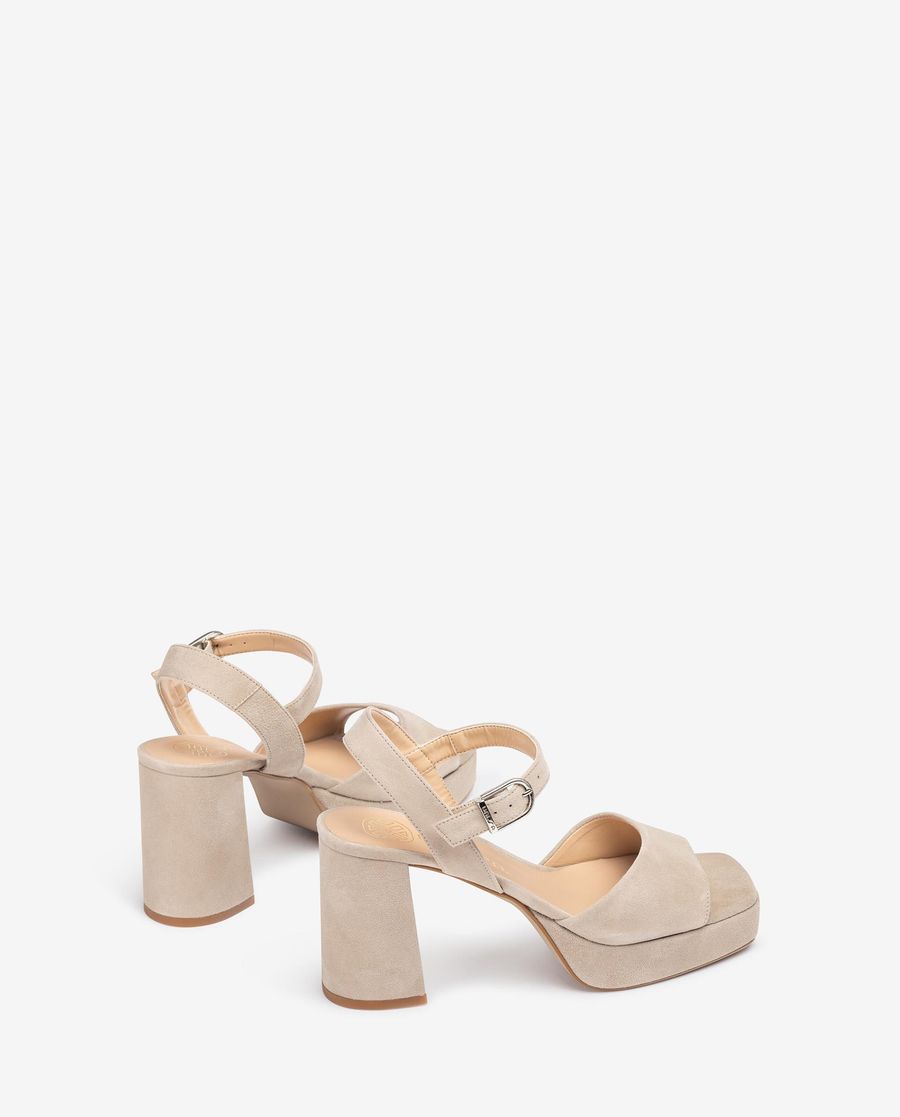 Unisa Mujer Sandalia de ante y tacón ancho - Beige