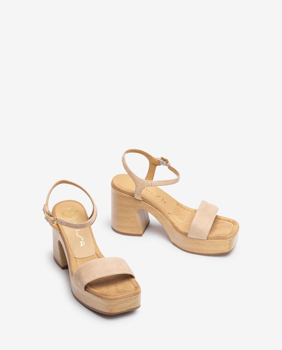 Unisa Mujer Sandalia con bloque en ante - Beige