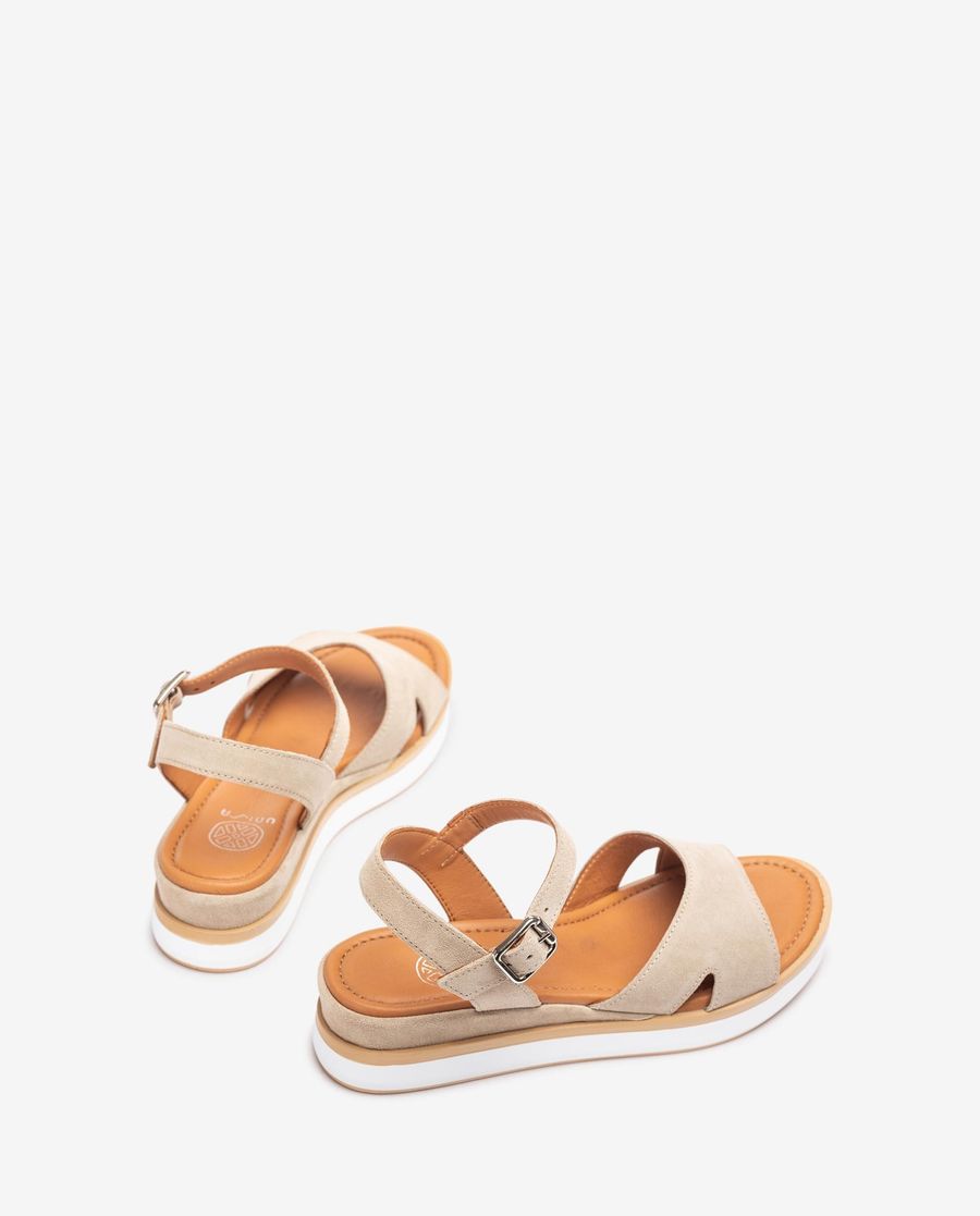 Unisa Mujer Sandalia con planta acolchada - Beige